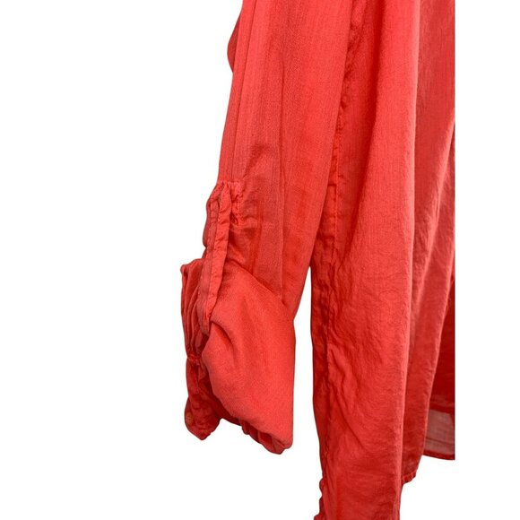 Michael Stars Womens Coral Button-Up Shirt Medium 100% Cotton Made In China - Picture 3 of 5